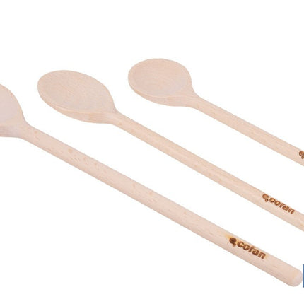 Set de 3 cucharas de madera de álamo | Utensilios de 20 cm, 25 cm y 30 cm | Ideal para remover y mezclar