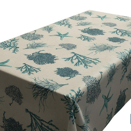 Rollo de mantel resinado con estampado digital | Diseño con elementos del mar | 50 % algodón y 50 % poliéster | Medidas: 1,40 x 20 m