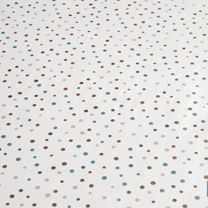Rollo de mantel antimanchas de estampado digital con diseño con puntos | 50 % algodón y 50 % PVC | Medidas: 1,40 x 25 m