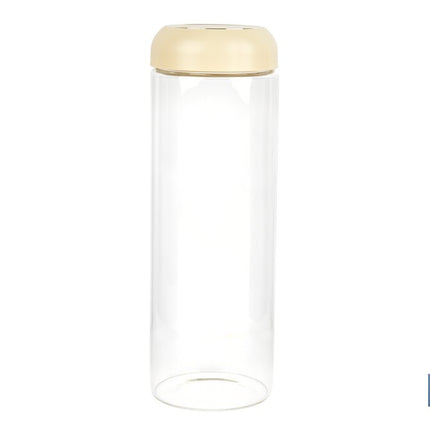 Bote de cocina de vidrio borosilicato | Tapa beige | Cierre a presión | Capacidad: 1,7 l | Almacenaje de alimentos | Medidas: Ø10 x 30 cm