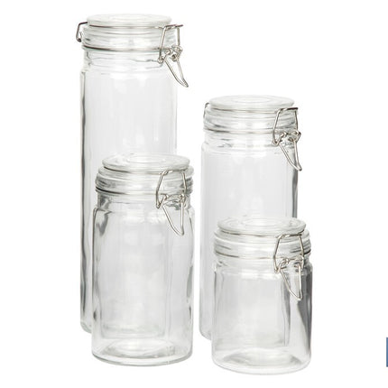 Set de 4 Frascos de Vidrio | Para Almacenamiento | Capacidad de 750 - 1150 - 1500 - 2100 ml
