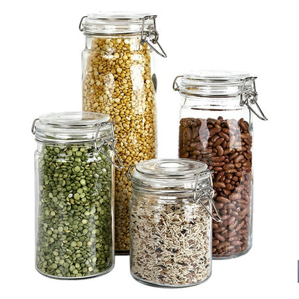 Set de 4 Frascos de Vidrio | Para Almacenamiento | Capacidad de 750 - 1150 - 1500 - 2100 ml