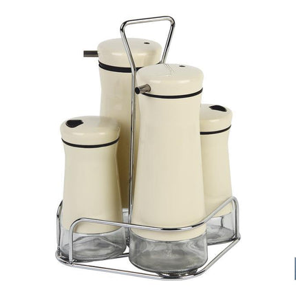 Set de aceiteras de 4 piezas Modelo Aloreña | Capacidad 2 piezas de 230 ml y 2 piezas 120 ml | Color beige