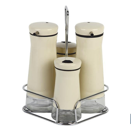 Set de aceiteras de 4 piezas Modelo Aloreña | Capacidad 2 piezas de 230 ml y 2 piezas 120 ml | Color beige