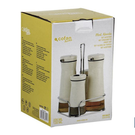 Set de aceiteras de 4 piezas Modelo Aloreña | Capacidad 2 piezas de 230 ml y 2 piezas 120 ml | Color beige