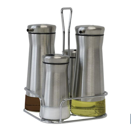 Set de aceiteras de 4 piezas Moddelo Picual | Capacidad 2 pcs de 230 ml y 2 pcs 120 ml | Acero Inoxidable