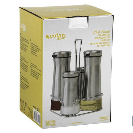 Set de aceiteras de 4 piezas Moddelo Picual | Capacidad 2 pcs de 230 ml y 2 pcs 120 ml | Acero Inoxidable