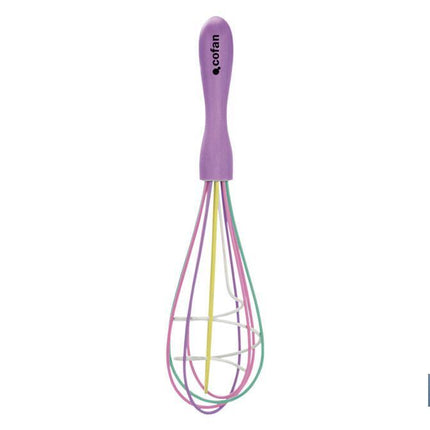 Batidor Varilla manual de polipropileno | Modelo Vergini | Color del Mango Morado y Varilla: Multicolor | Longitud 25 cm