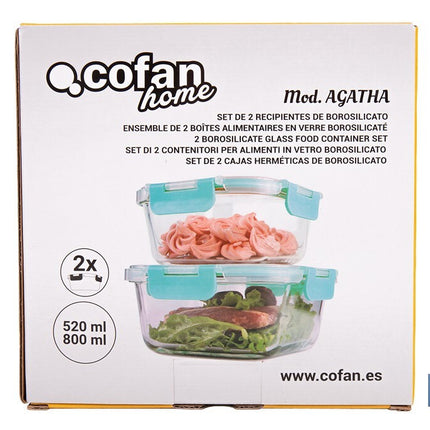 Set de 2 recipientes cuadrados Modelo Agatha