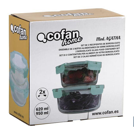 Set de 2 Fiambreras Redondas de Borosilicato | Modelo Aghata | Capacidad 620-950 ml