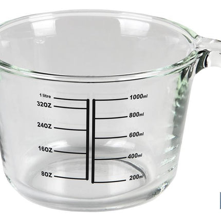 Jarra Medidora de Borosilicato | Modelo Baritina | Capacidad 1 L | Apta para microondas, Horno y Congelador