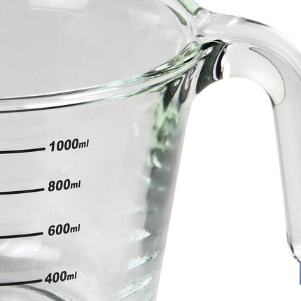Jarra Medidora de Borosilicato | Modelo Baritina | Capacidad 1 L | Apta para microondas, Horno y Congelador