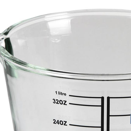 Jarra Medidora de Borosilicato | Modelo Baritina | Capacidad 1 L | Apta para microondas, Horno y Congelador