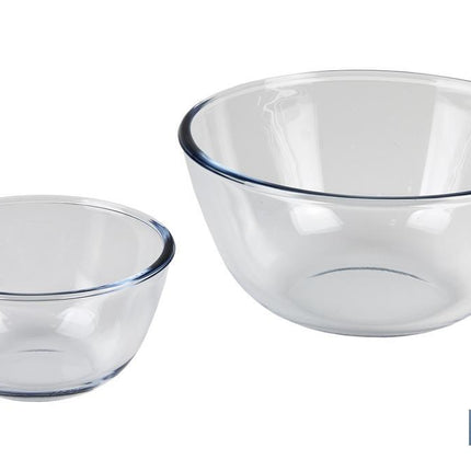 Set de 2 Ensaladeras redondas de borosilicato Modelo Baritina I Capacidad: 800 ml - 2700 ml | Dos boles con diferentes medidas
