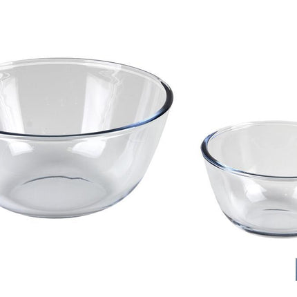 Set de 2 Ensaladeras redondas de borosilicato Modelo Baritina I Capacidad: 800 ml - 2700 ml | Dos boles con diferentes medidas