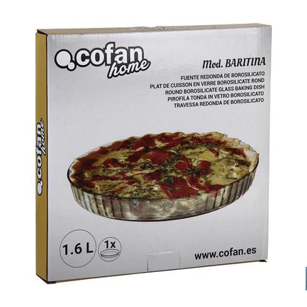 Fuente redonda de borosilicato Modelo Baritina I Capacidad 1600 ml | Medidas 27,7 x 3,5 cm | Peso 900 g