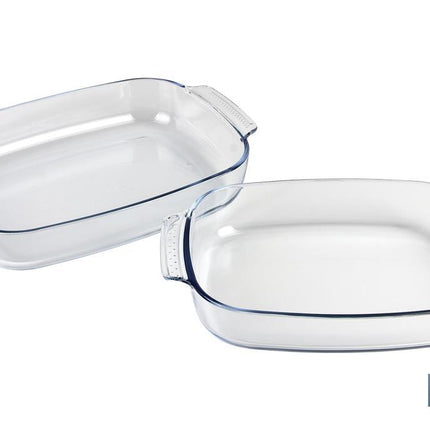 Set de 2 fuentes ovaladas Modelo Baritina | Fabricadas en vidrio borosilicato I Capacidad 2700 ml - 3800 ml