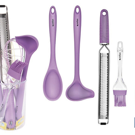 Set de 6 utensilios morados de la gama Vergini