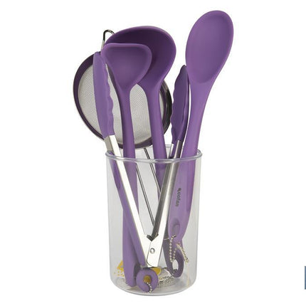 Set de 6 utensilios morados para cocina de la gama Vergini