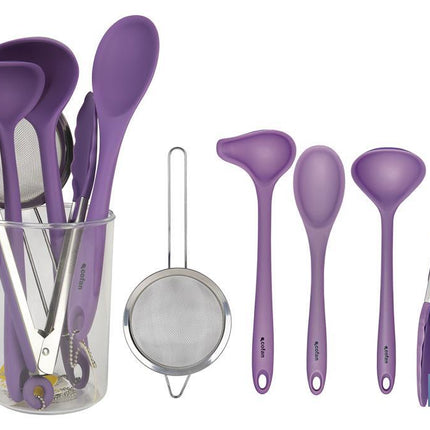 Set de 6 utensilios morados para cocina de la gama Vergini