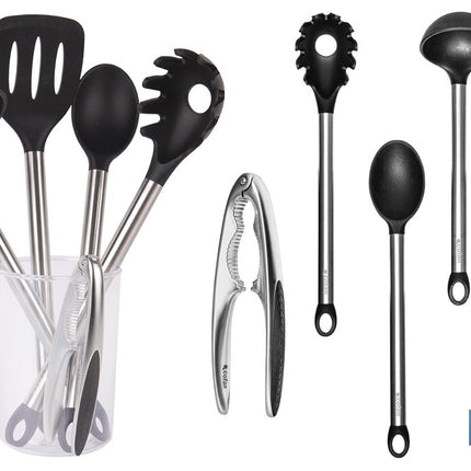 Set de 6 utensilios negros para cocina de la gama Neige