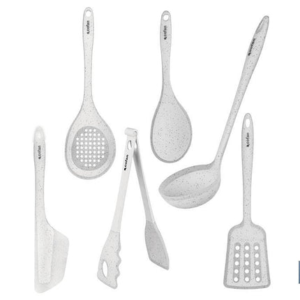 Set de 7 utensilios blancos para cocina de la gama Bach