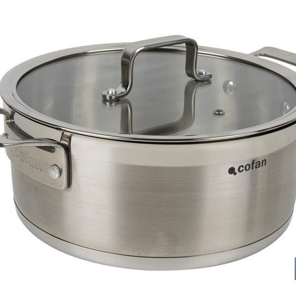 Pack de cacerola (4,3 litros) con tapa y cazo (1 litro) de acero inoxidable, sartén de inducción Ø20 cm
