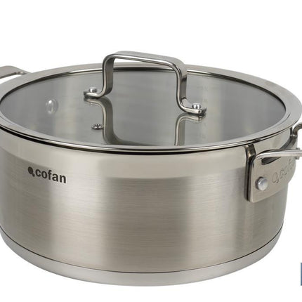 Pack de cacerola (4,3 litros) con tapa y cazo (1 litro) de acero inoxidable, sartén de inducción Ø20 cm