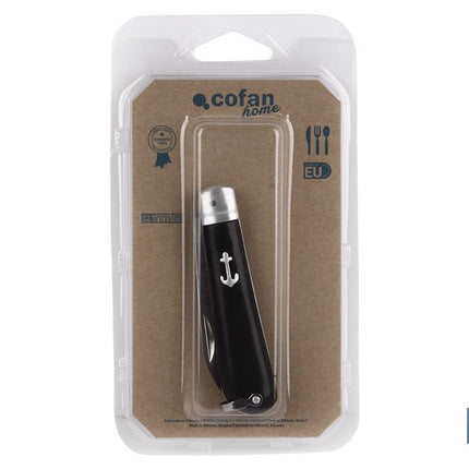 Navaja marinera | Medida de 8 cm de hoja | Punta de espada | Hoja de Acero Inox | Mango de Polioximetileno | Color Negro