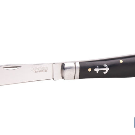 Navaja marinera | Medida de 8 cm de hoja | Pico de Loro | Hoja de Acero Inox | Mango de Polioximetileno | Color Negro