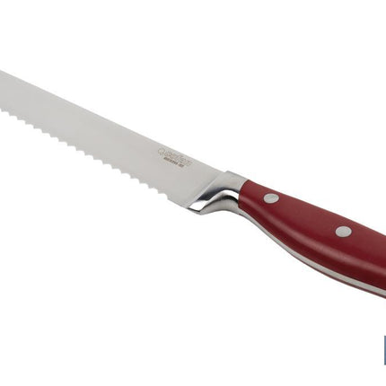 Cuchillo Panero con forjado francés | En Color Rojo | Medida de la hoja de 21 cm