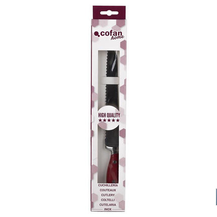 Cuchillo Panero con forjado francés | En Color Rojo | Medida de la hoja de 21 cm