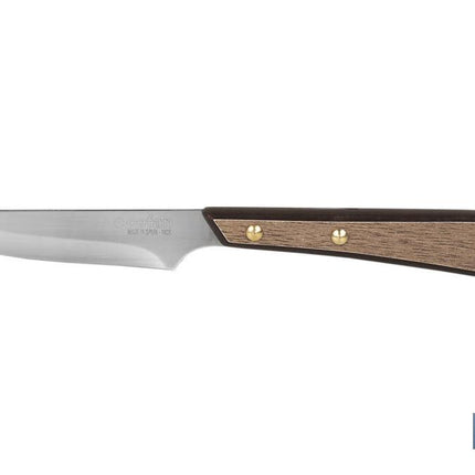 Pack de 3 Cuchillos Chuleteros | Hoja Filo Recto de 10 cm | Mango con efecto madera de Nogal