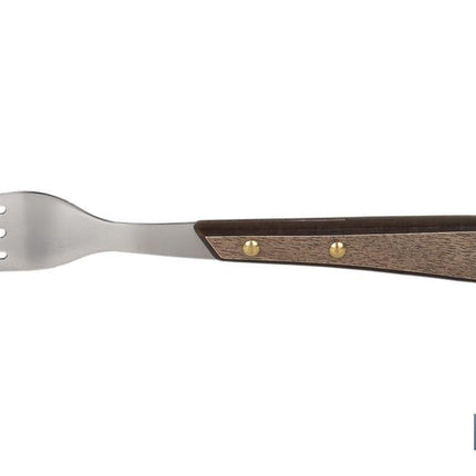 Pack de 3 tenedores chuleteros o de mesa | Con 4 púas | Mango con efecto madera de Nogal