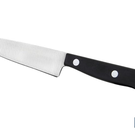 Cuchillo mondador | Modelo Saffron | Medida de 10,5 cm | Hoja de Acero Inox | Mango de Polioximetileno | Color Negro