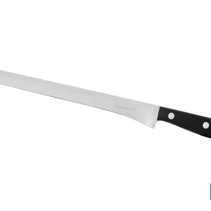 Cuchillo Jamonero | Modelo Saffron | Medida de 30 cm | Hoja de Acero Inox | Mango de Polioximetileno | Color Negro