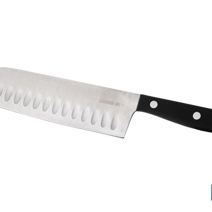 Cuchillo Santoku | Modelo Saffron | Medida de 17,5 cm | Hoja de Acero Inox | Mango de Polioximetileno | Color Negro