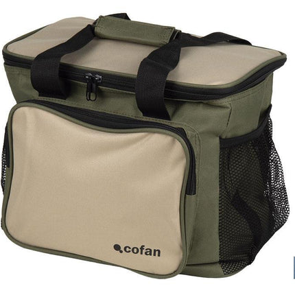 Nevera portátil porta alimentos | Bolsa isotérmica con correa ajustable | Color: verde y beige | Medidas: 35 x 25 x 27,5 cm