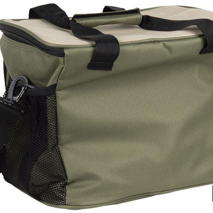 Nevera portátil porta alimentos | Bolsa isotérmica con correa ajustable | Color: verde y beige | Medidas: 35 x 25 x 27,5 cm
