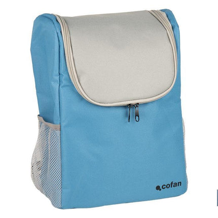 Mochila nevera isotérmica | Mochila de refrigeración | Capacidad: 10 litros | Color: Azul y gris | Medidas: 28 x 12,5 x 37 cm
