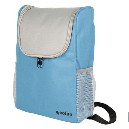 Mochila nevera isotérmica | Mochila de refrigeración | Capacidad: 10 litros | Color: Azul y gris | Medidas: 28 x 12,5 x 37 cm
