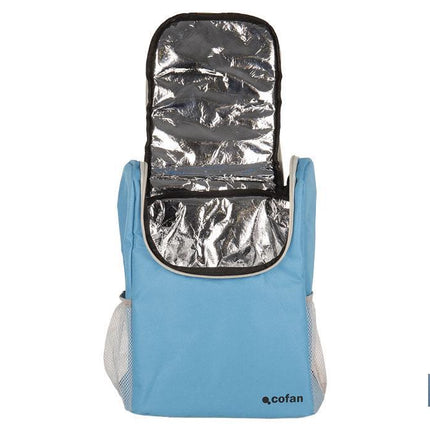 Mochila nevera isotérmica | Mochila de refrigeración | Capacidad: 10 litros | Color: Azul y gris | Medidas: 28 x 12,5 x 37 cm