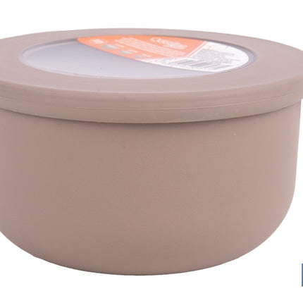 Set de 3 recipientes redondos con tapa | Capacidad: 100 ml, 250 ml, 500 ml | Material: PP + TPE | Colores aleatorios gris, marrón o blanco