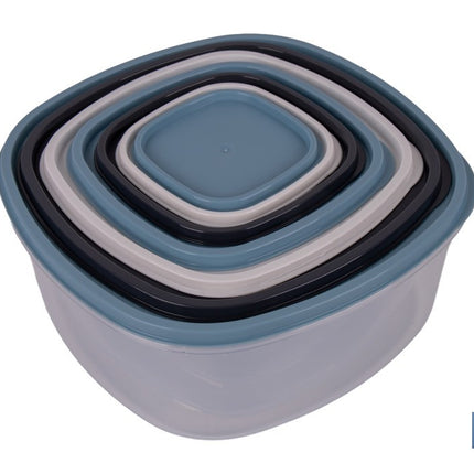 Set de 7 fiambreras cuadradas apilables con tapa hermética | Recipientes de 220 ml a 3600 ml | Aptas para microondas y congelador