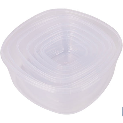 Set de 7 fiambreras cuadradas apilables con tapa hermética | Recipientes de 220 ml a 3600 ml | Aptas para microondas y congelador
