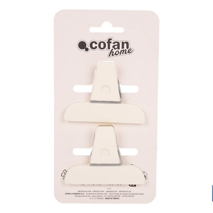 Pack de 2 pinzas para cerrar bolsas de alimentos | Color: beige