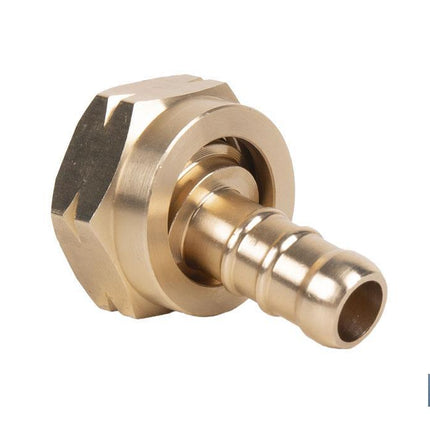 Racord para tubería de gas | Adecuado para regulador de gas 41003096 | Rosca izquierda 21,8 mm | Material: Latón | Medidas: 2,4 cm largo x 3,5 cm alto