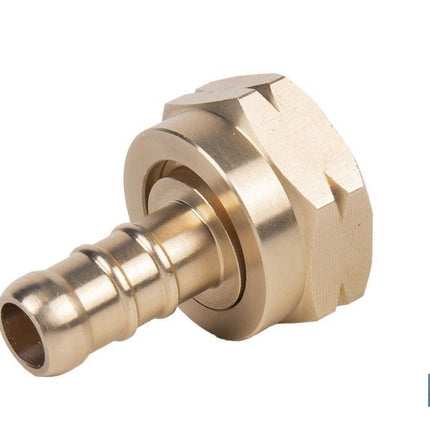 Racord para tubería de gas | Adecuado para regulador de gas 41003096 | Rosca izquierda 21,8 mm | Material: Latón | Medidas: 2,4 cm largo x 3,5 cm alto
