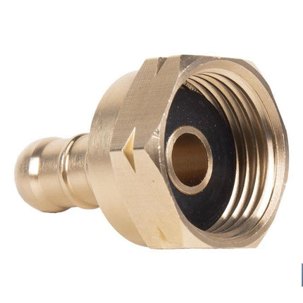 Racord para tubería de gas | Adecuado para regulador de gas 41003096 | Rosca izquierda 21,8 mm | Material: Latón | Medidas: 2,4 cm largo x 3,5 cm alto