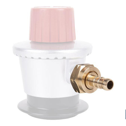 Racord para tubería de gas | Adecuado para regulador de gas 41003096 | Rosca izquierda 21,8 mm | Material: Latón | Medidas: 2,4 cm largo x 3,5 cm alto